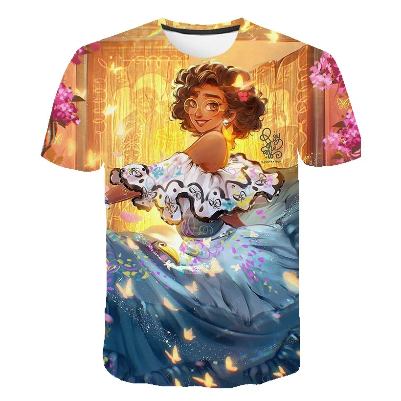 

2022 Baby Girls Encanto Mirabel T-Shirts Fashion Short Sleeve T Shirts Clothing Summer Printing Cartoon Casual Tops Tees 1-14 Y