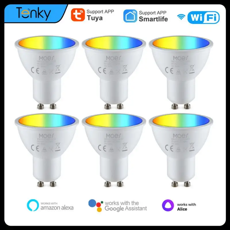 Tuya WiFi Smart LED GU10 Bulbs RGBW C+W White 5W Dimmable Lamps Smart Home Control Work With Alexa Google Home Yandex Alice