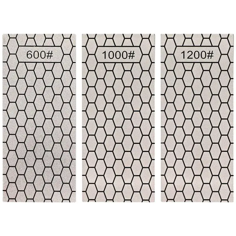 

3 Pcs Sharpening Plates Diamond Plate Sharpening Stone For Kitchen Restaurant 600#/1000#/1200# Double sided emery sharpener