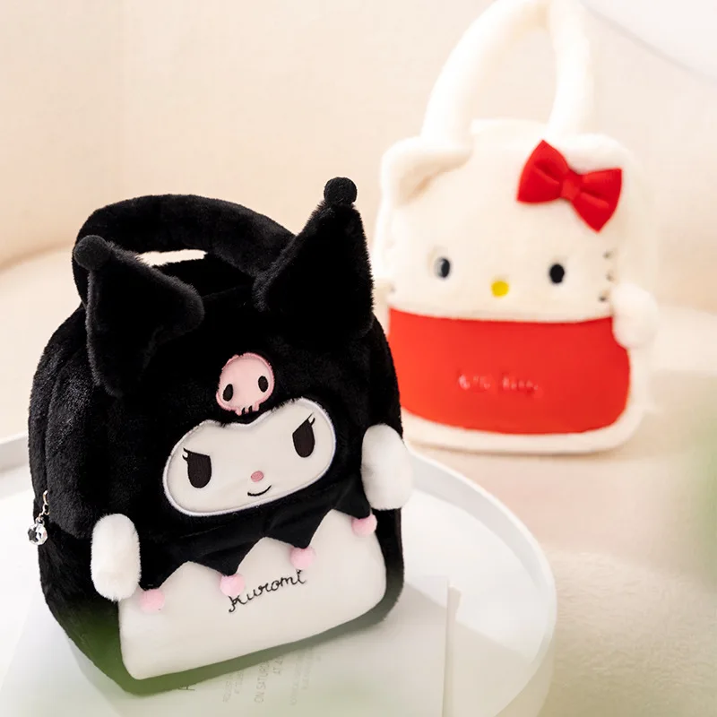 

Sanrio Kawaii Melody Hello Kitty Kulomi Plush Shoulder Bag Cute Cartoon Anime Messenger Bag Girl Gift