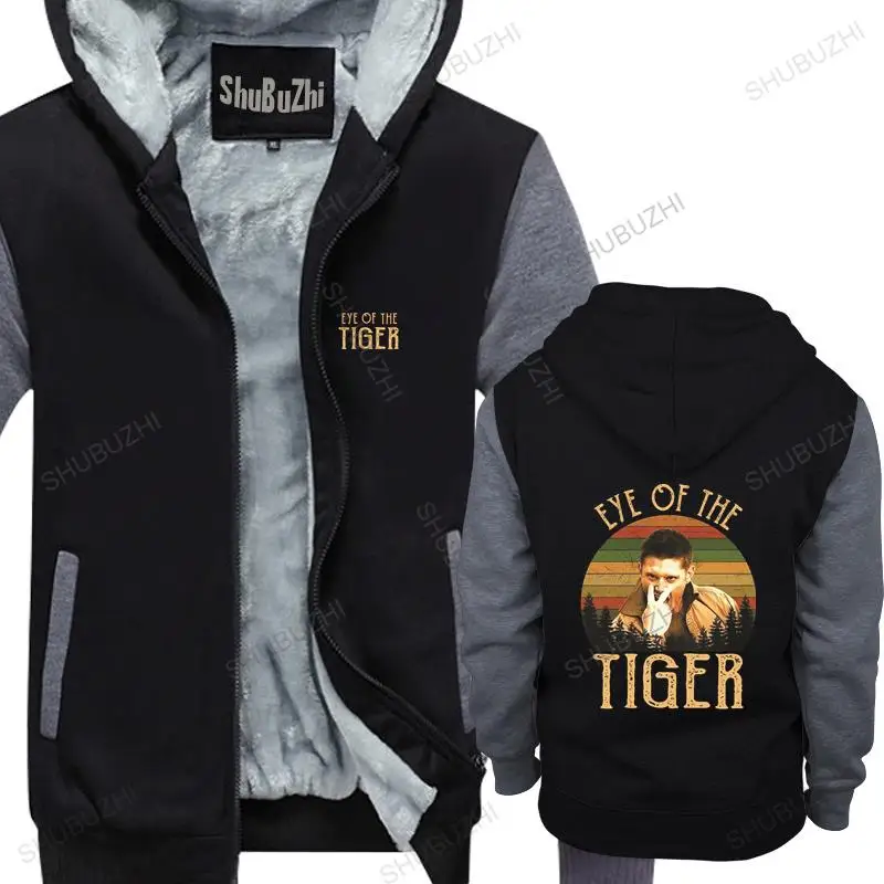 

Men streetwear hooded zipper Eye Of The Tiger Dean Winchester Supernatural Castiel mens shubuzhi fleece hoodies
