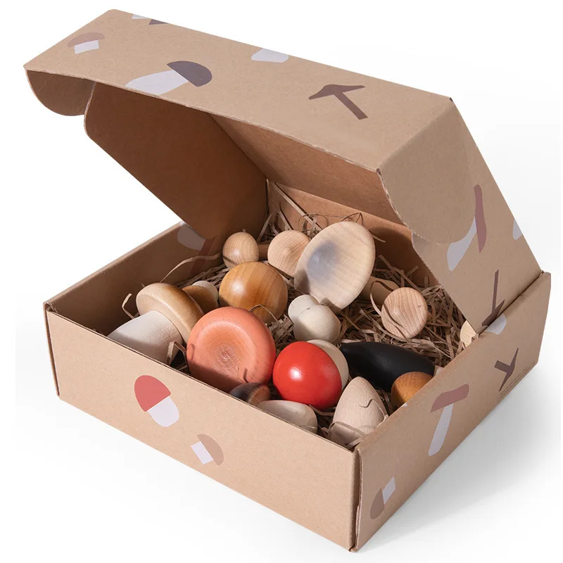 

Hevesrz Wooden Simulation Mushroom Game Focus Force Training Pick Mushroom Props Wooden Toys