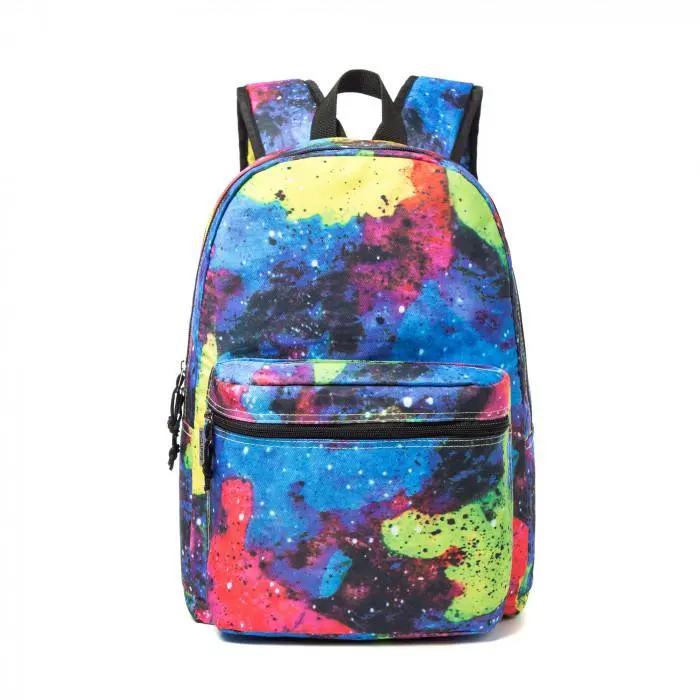Unisex Printed Backpack Simple Pattern Bookbag Classic Travel Daypack for Laptop and Tablet, Rainbow
