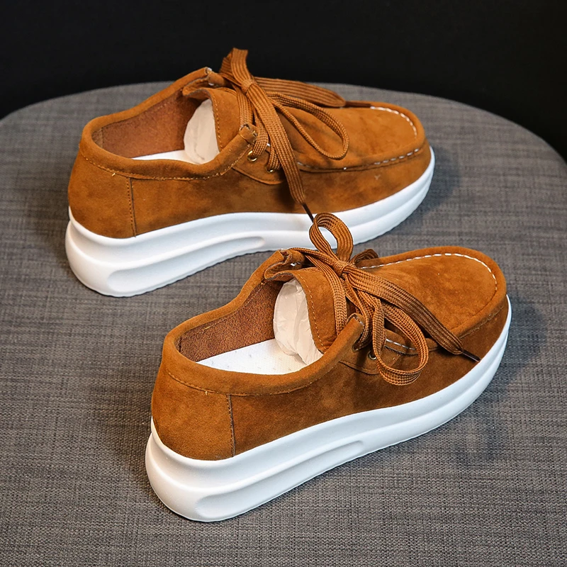 

Chunky Sneakers Women New Solid Color Thick Bottom Lace Up Walking Women's Shoes Female Breathable Non Slip Platform Shoes