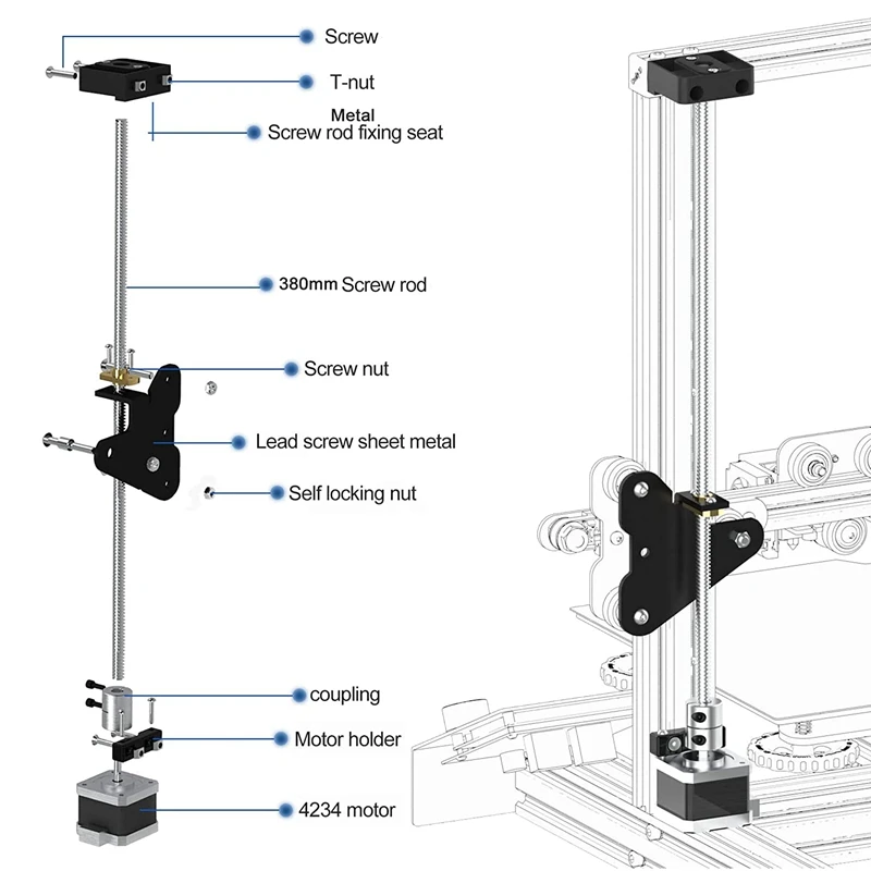 Комплект для модернизации двойной оси Z Ender 3 365 мм выводной винт T8 шаговый