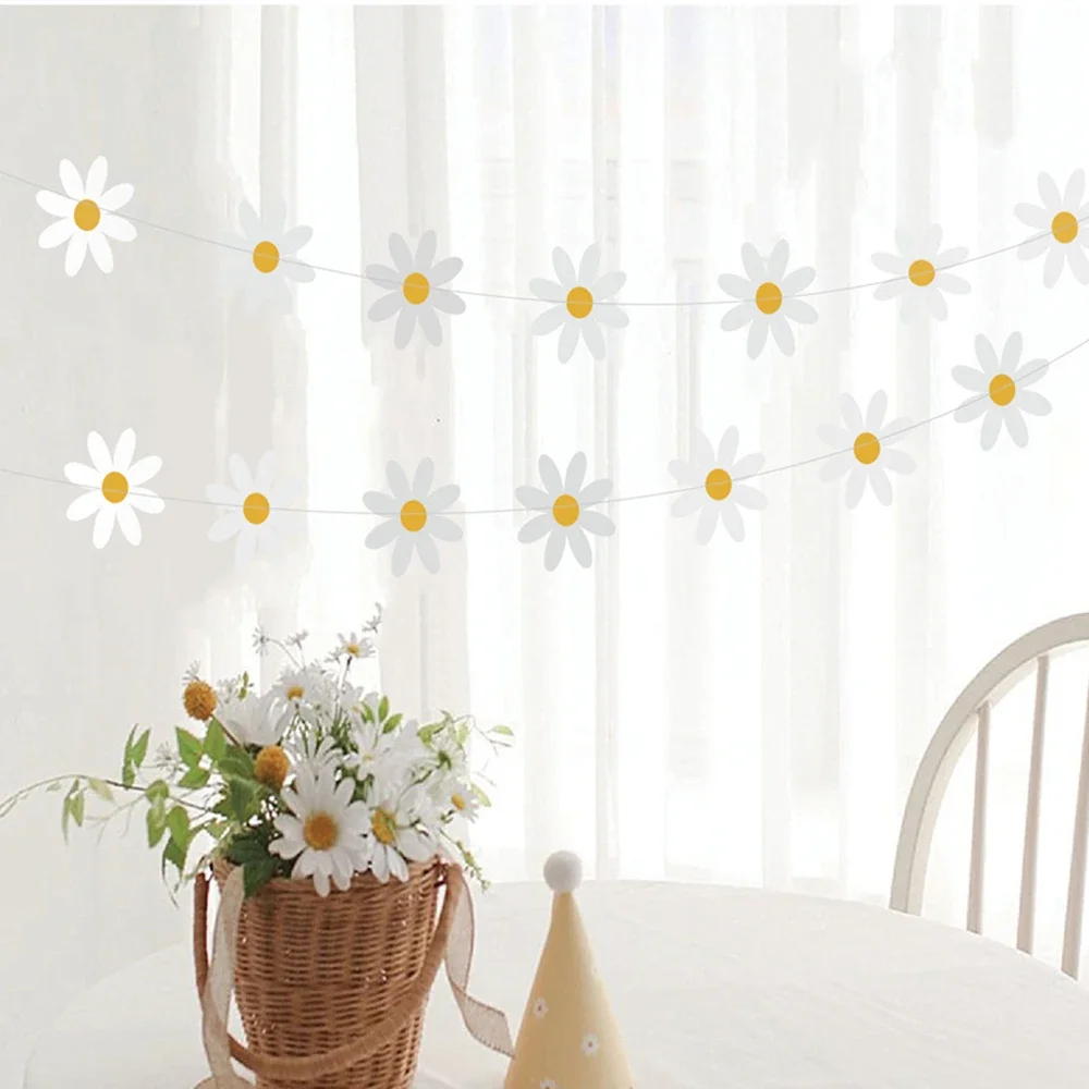 2 5 м Daisy Groovy Boho Party Banner Hanging Swirl хиппи товары для вечеринок украшения Дейзи бумажные