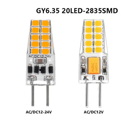 

5 шт. G4 GY6.35 светодиодный 12 В cob 3 Вт лампочка из искусственного кристалла SMD2835 лампочка для прожектора люстры AC DC 24 в 360 градусов галогенная лам...