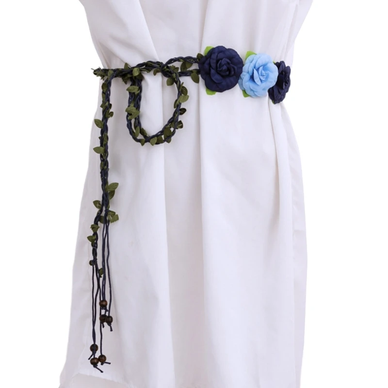 

Vintage Bohemian Wide Belt Summer Adjustable Hole Lovely Flower Belt for Summer
