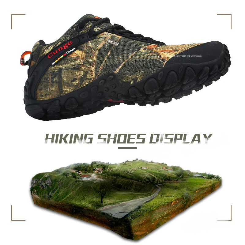 New Outdoor Men's Trekking Shoes Sneakers Waterproof Anti-Slip Hiking Boot Camping Climbing Shoes Men Hunting Hiking Camo Boots