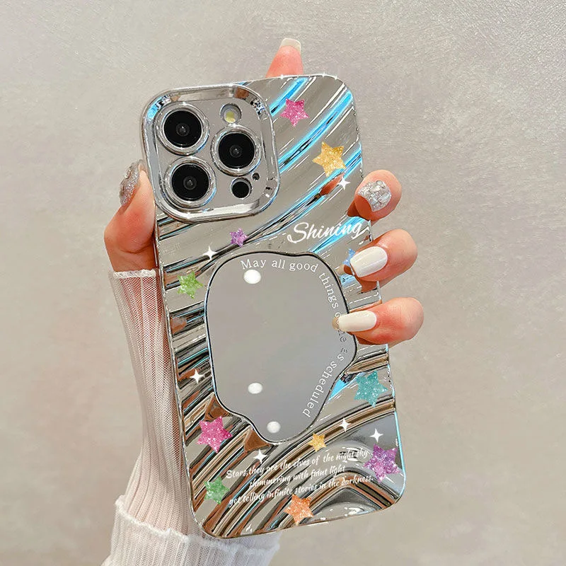 Фото Чехол для телефона INS Butterfly для iPhone 16 Pro, чехол для iPhone 15, 14, 13, 11, 12 Pro Max, зеркало для макияжа с волной, мягкий противоударный чехол-бампер №4