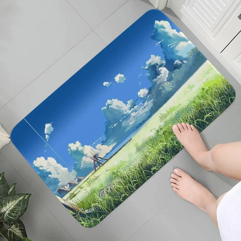 

Soft Doormat Bathroom Flannel Rug Entrance Floor Mats Carpet Anime Kid Room Anime Landscape Lounge Rug Mat bedside Bath Mats