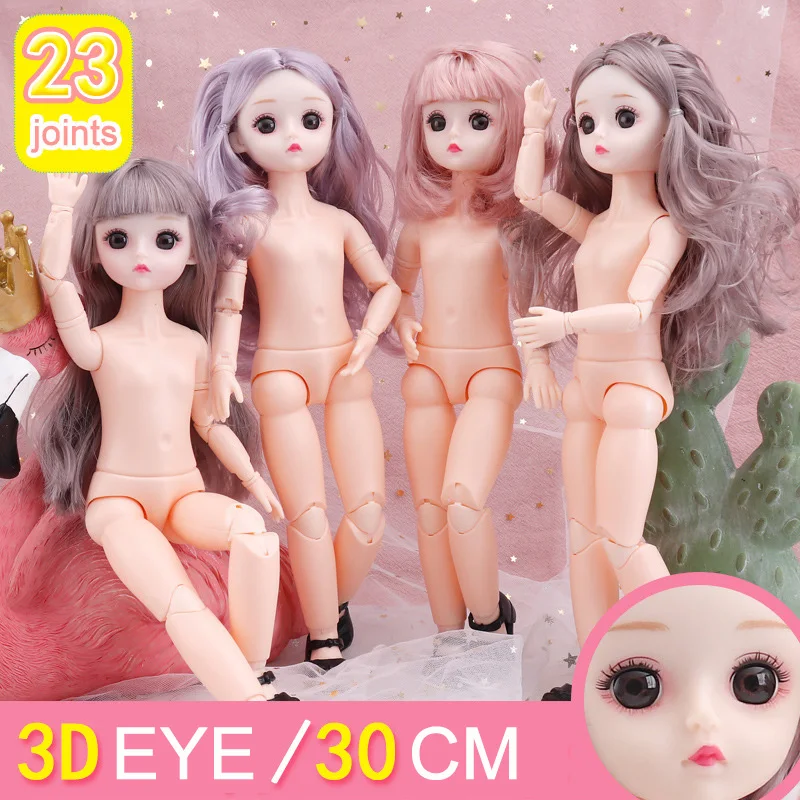 

1/6 Bjd Doll 30 Cm Nude Body Baby Practice Makeup Dress Up 3D Real Eye 23 Joint Girl Diy Play House Fashion Kid Children Toys