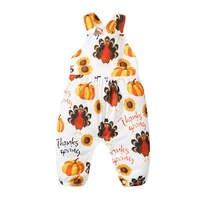 kids 2022 baby toddler cute thanksgiving fashion double shoulder sling cartoon abstract animal print long jumpsuit