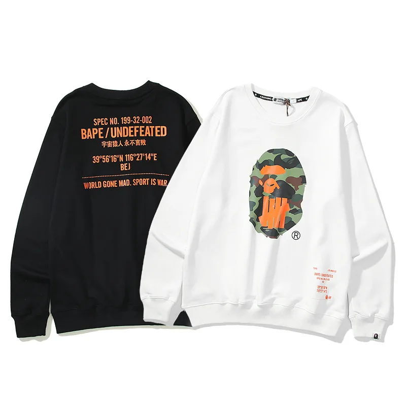 

Japaness Tide Brand Ape-man Hericium Flower Tree Print Men Women Couples Plus Velvet Round Neck Sweatshirt Casual Pullover