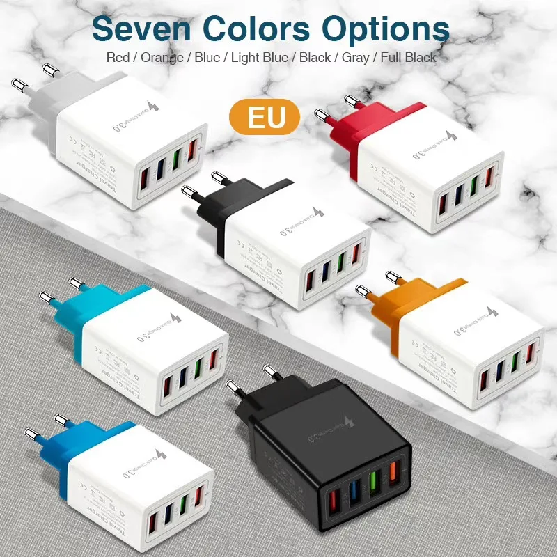

4USB Multifunction Mobile Phones Charger 5V3A Multi-port Travel Charger 4U Intelligent Chargings Head Dropshipping