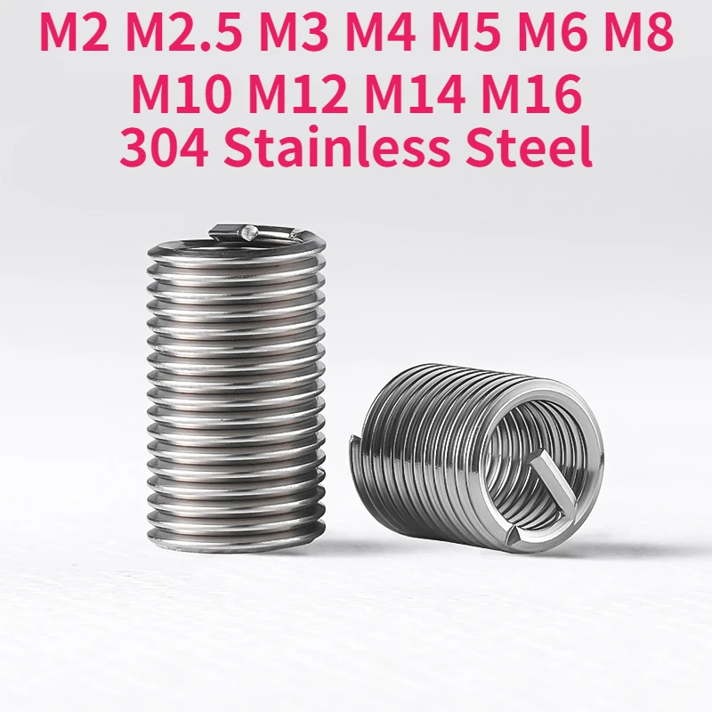 

M2 M2.5 M3 M4 M5 M6 M8 M10 M12 M14 M16 304 Stainless Steel Wire Screw Sleeve Thread Repair Wire Thread Insert