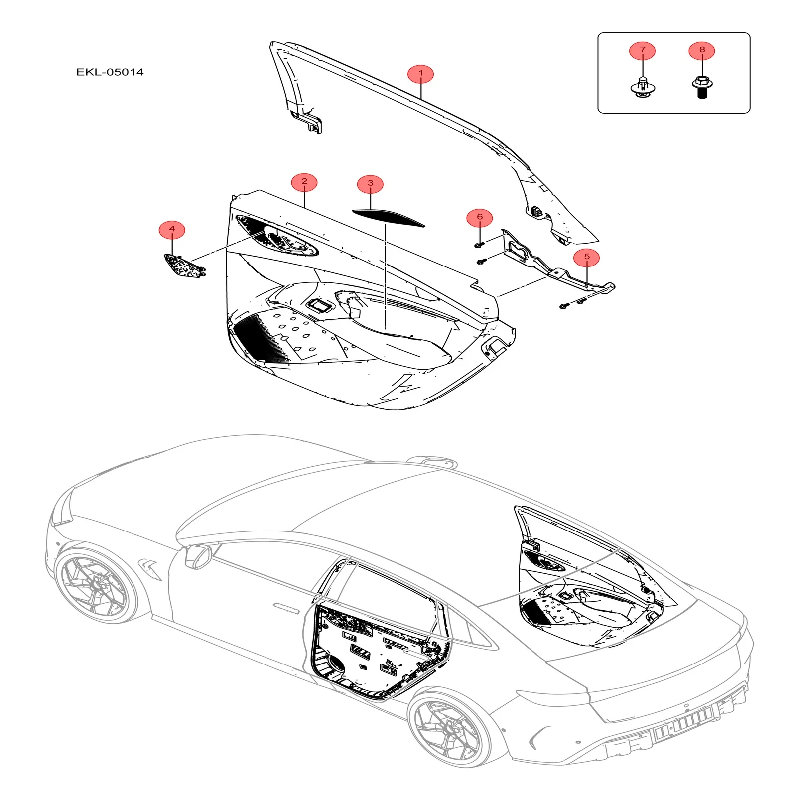 Для дверной панели BYD SEAL EKEA- 6202200 H-00A7 6202100 Правый и левый задний глубокий черный 5.