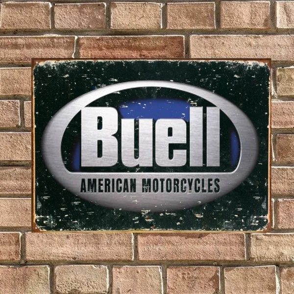 

Classic Buell American Motorcycles Vintage Tin Sign Bar Pub Home Wall Decor Cake Hambuger Food Cafe Club Plaque
