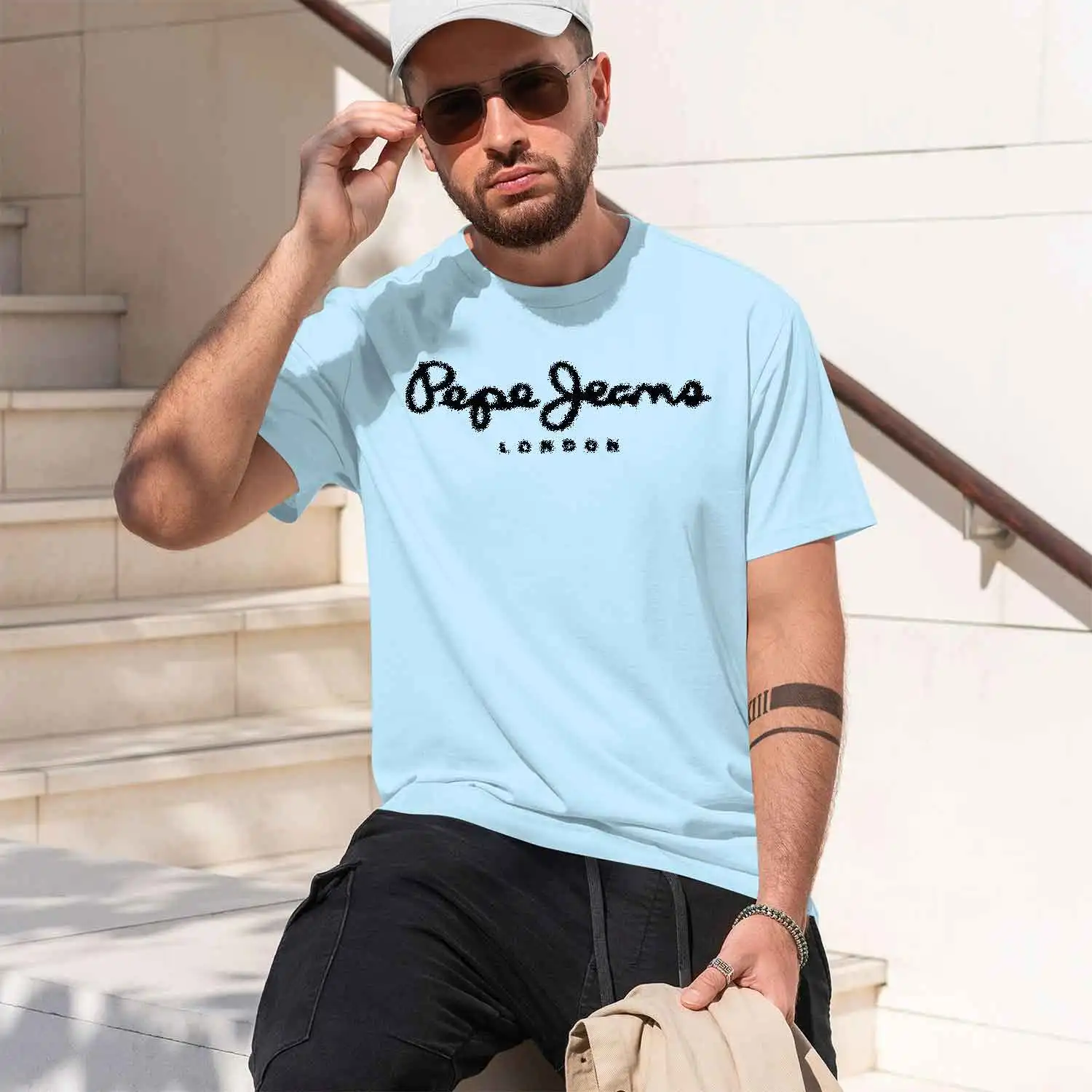 Фото Новая модель 2026 года, новейшая футболка с логотипом Pepe-Jeans-Lonn, летние мужские/женские футболки с короткими рукавами, топы унисекс №4