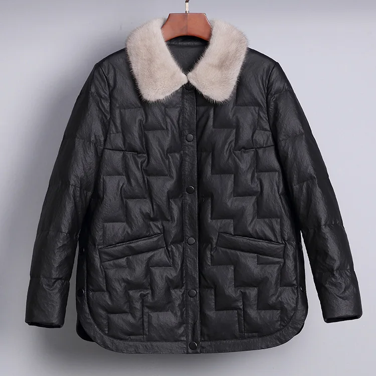 Down jacket Short women's 2023 autumn and winter new mink collar thickened loose down jacket