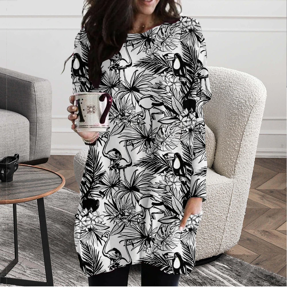 

Oversized New Spring Women's Long Sleeve Autumn Women's T-shirt Streetwear Long Top T-shirt Leaf Printing Clothes