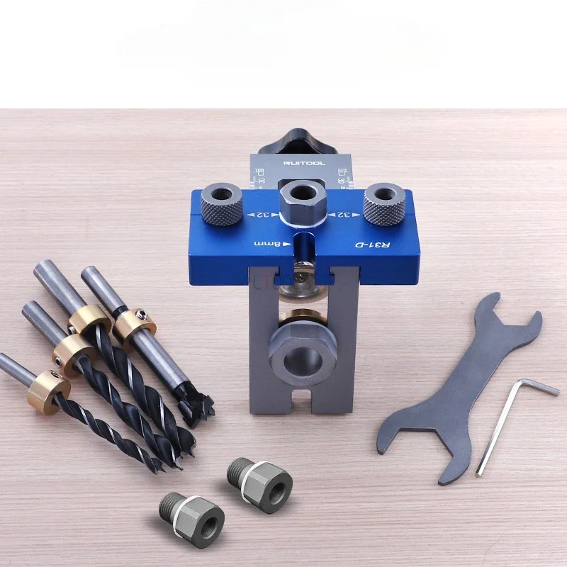 

Adjustable 3-in-1 Doweling Jig Carpentry DIY Positioning Clip Kit Woodworking Drilling Guide Puncher Locator for Eccentric Wheel