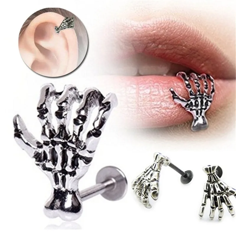 

Gofei Brand 1/2pcs Hand Lip Piercing Ring 16g Tragus Piercing Earring Cartilage Spiral Piercing Conch Earring Hanging Jewelry