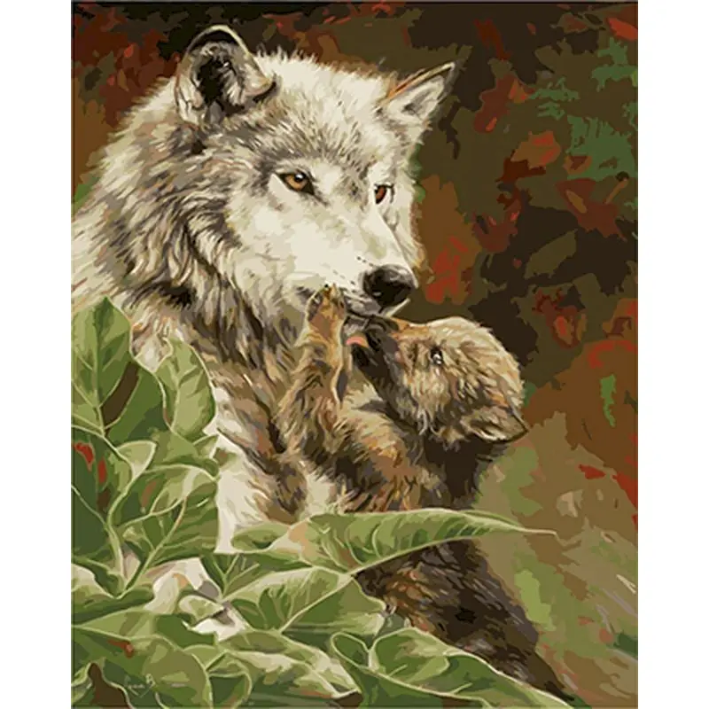 

GATYZTORY Paint By Number Animals Wolf Drawing On Canvas DIY Pictures By Numbers Landscape Kits HandPainted Painting Art Gift