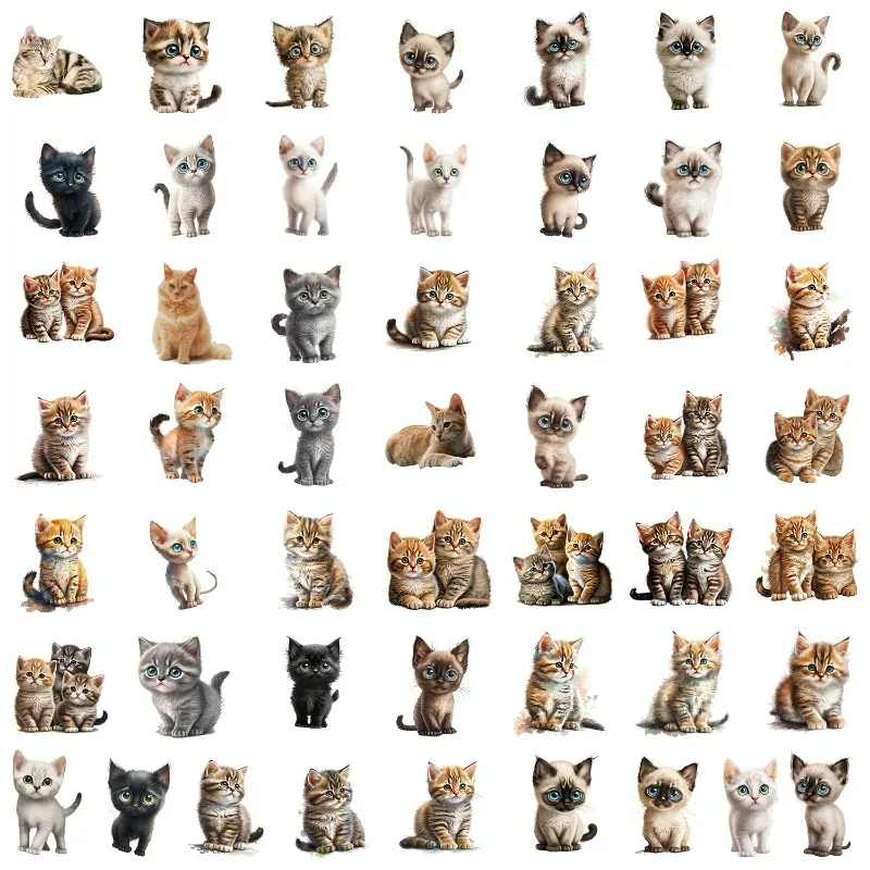 

50 шт. милые наклейки с большими глазами кошки для бутылки с водой телефона холодильника кавайные Животные Кошки декоративные наклейки креативные наклейки «сделай сам»