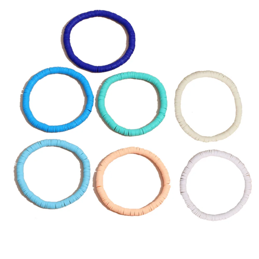 Enlarge Bracelet Mixed Color Mix and Match 6mm Stretch Multilayer Soft Ceramic Bracelet