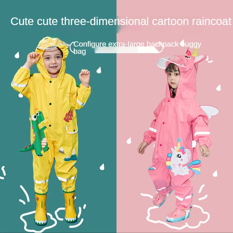 

Cartoon Unicorn Waterproof Raincoat For Children Kids Baby Rain Coat Poncho Boys Girls Primary School Students Siamese Rain Suit