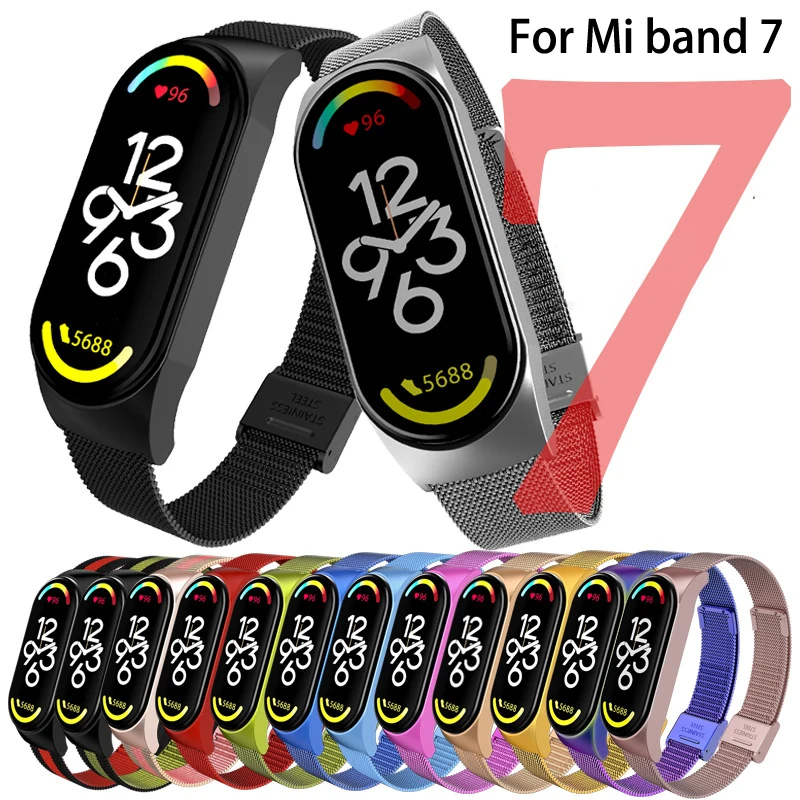 

Металлический ремешок для часов Xiaomi Mi Band 7, браслет из нержавеющей стали для mi band 7, ремешок Correa, аксессуары для умных часов