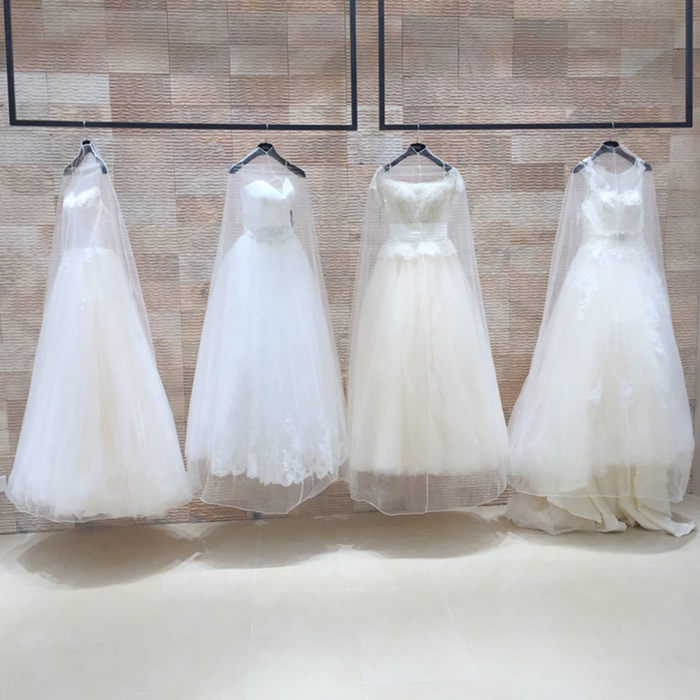 

160/180/200cm Height Wedding Dress Covers Transparent Soft Tulle Dust Cover For Clothes Garment Bridal Gown Protector Mesh Yarn
