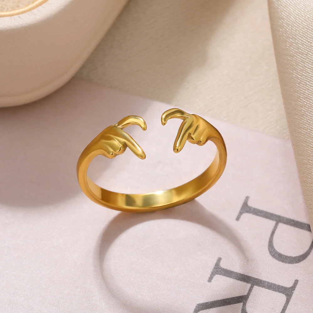 

Stainless Steel Ring For Women Men 18K Gold Color Chain Female Male Jewelry Heart Rings Engagement Wedding Gift Free Shipping