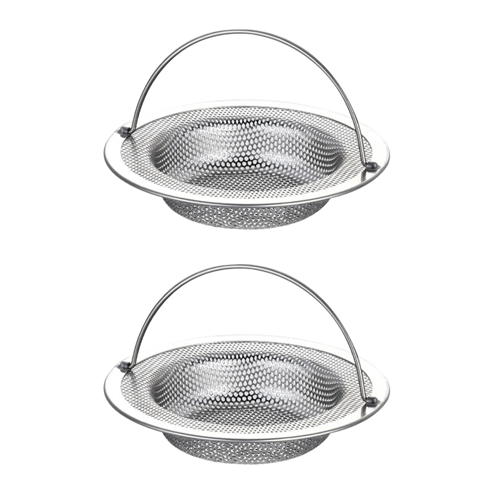 

2pcs Home Kitchen Universal With Handle Easy Install Stainless Steel Sink Strainer Daily Fine Mesh Filter Anti Clogging Plug