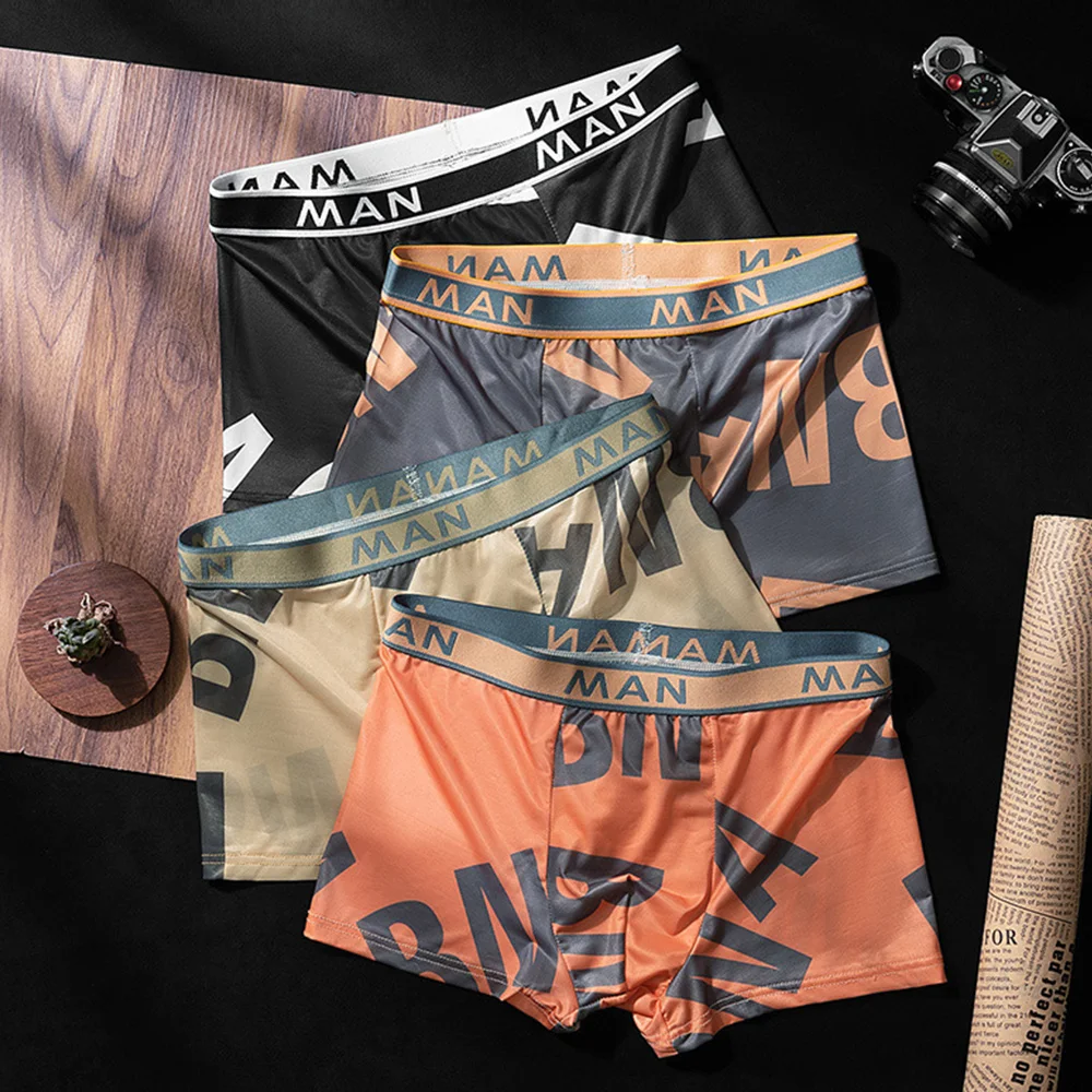 

Men Panties Letter Printed Fashion Boxer Shorts Man Underwear Underpants Underpants Comfy Breathable Seamless Plus Size