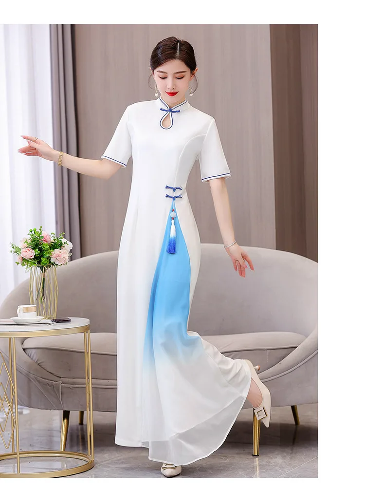 Женское платье для латиноамериканских танцев с градиентной линией танцевальное