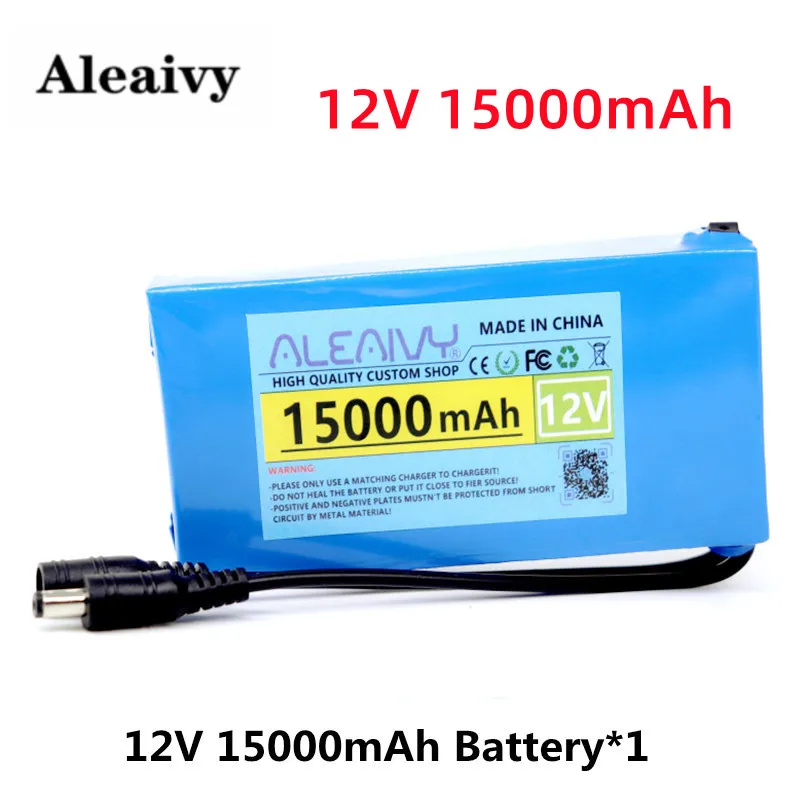 

100% New Portable 12V 20000mAh Li-ion Battery DC 12.6V 20Ah Battery with European Plug + 12.6V 1A Charger + DC Bus Cable