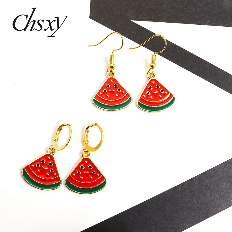 

Fashion Watermelon Zinc Alloy Enamel Earring Drop Oil Pendant Drop Earrings Sweet Summer Fruit Jewelry Women Girl Friends Gifts