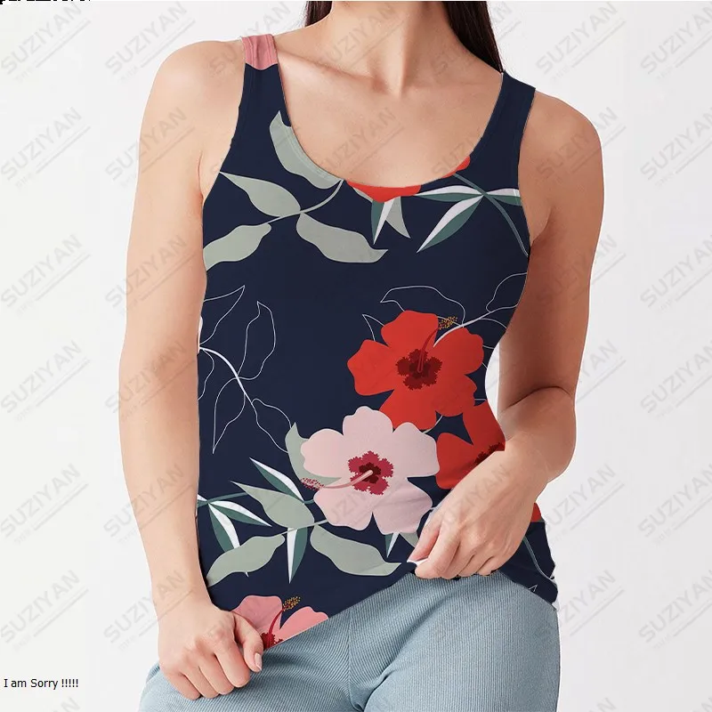 

New Fashion Tight Women's Tank Top 3D Printing Hot Selling Fragmented Flowers Women's Sleeveless Summer Breathable Slim Fit Top