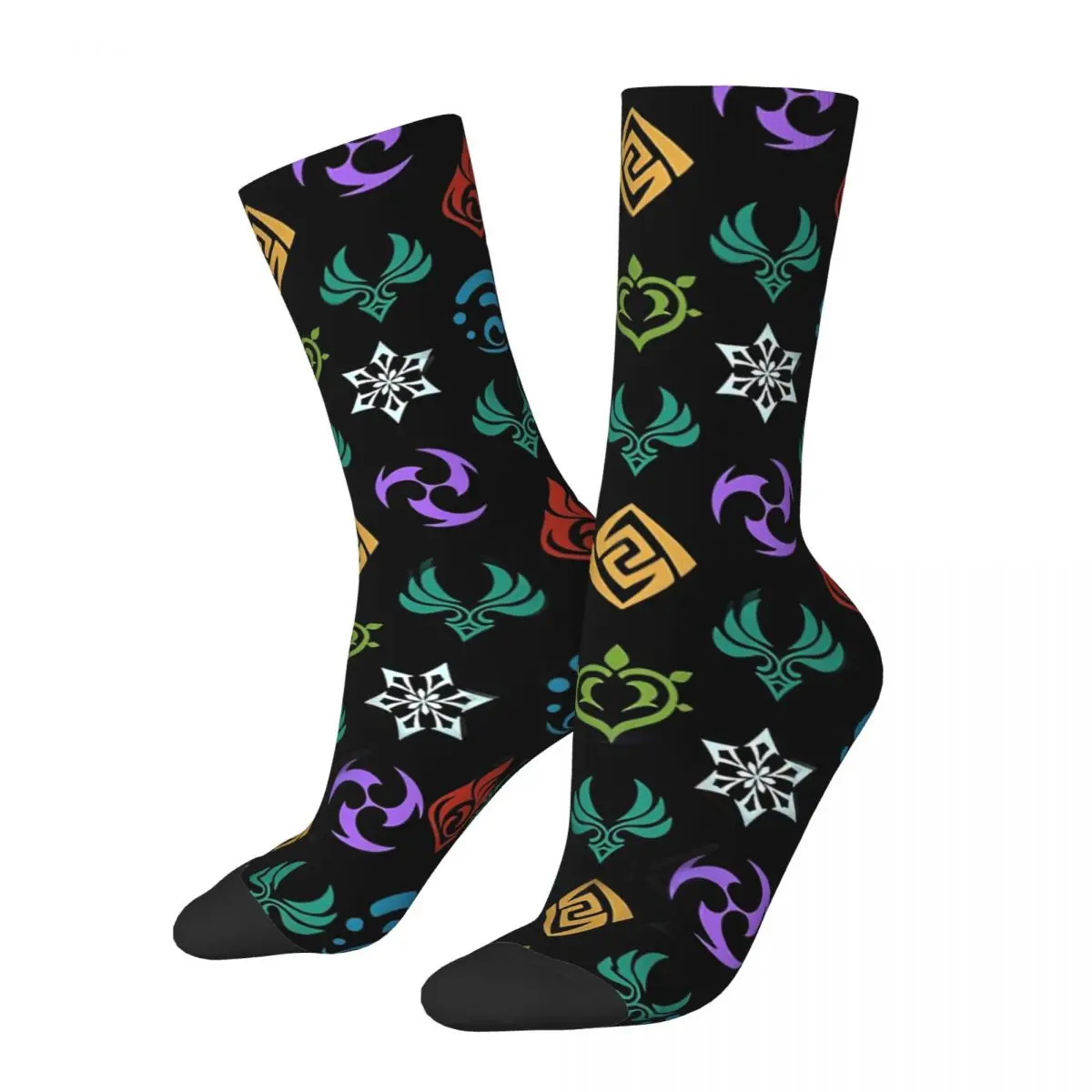 All Elements Genshin Impact Drawstring Socks Travel Pouch 3D Print Backpack Boy Girls Mid-calf socks