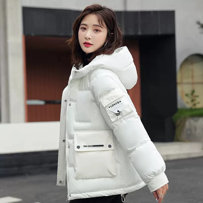 Winter Jacket Women 2022 New Bread Loose Fashion Hooded Cotton Coats Female Clothing Basic Lady Warm Thicken Parkas Raincoat Top