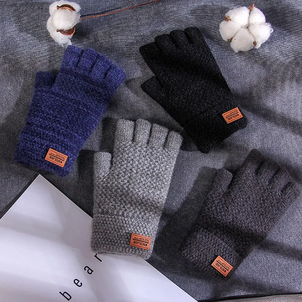 

Office Thick Winter Warm Writting Driving Gloves Fingerless Gloves Half Finger Mittens Knitted