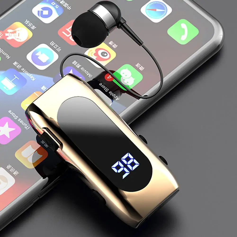 

K55 Bluetooth-совместимая гарнитура Lavalier выдвижной кабель V5.2 умные наушники-вкладыши одиночные спортивные наушники со светодиодным цифровым дис...