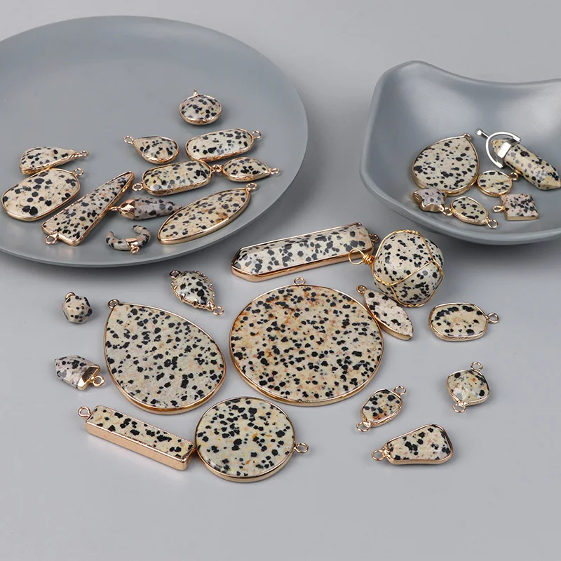 Подвеска из натурального далматинского камня Jaspers изысканные соединительные