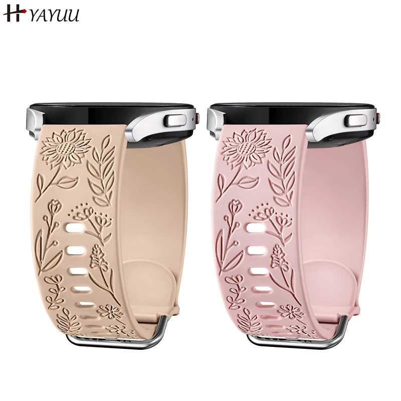 20 мм с гравировкой подсолнуха для Samsung Galaxy Watch 5/Watch 4/Watch 6 40 мм 44 мм/Galaxy Watch 5 Pro 45 мм/Galaxy Active 2