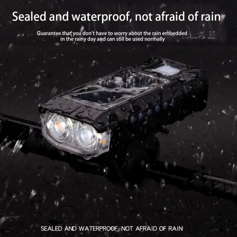 

HNQH Bike Light Solar USB Charging With Horn Bicycle Headlight 3000mAh Night Riding Warning Light Bicycle Accessories