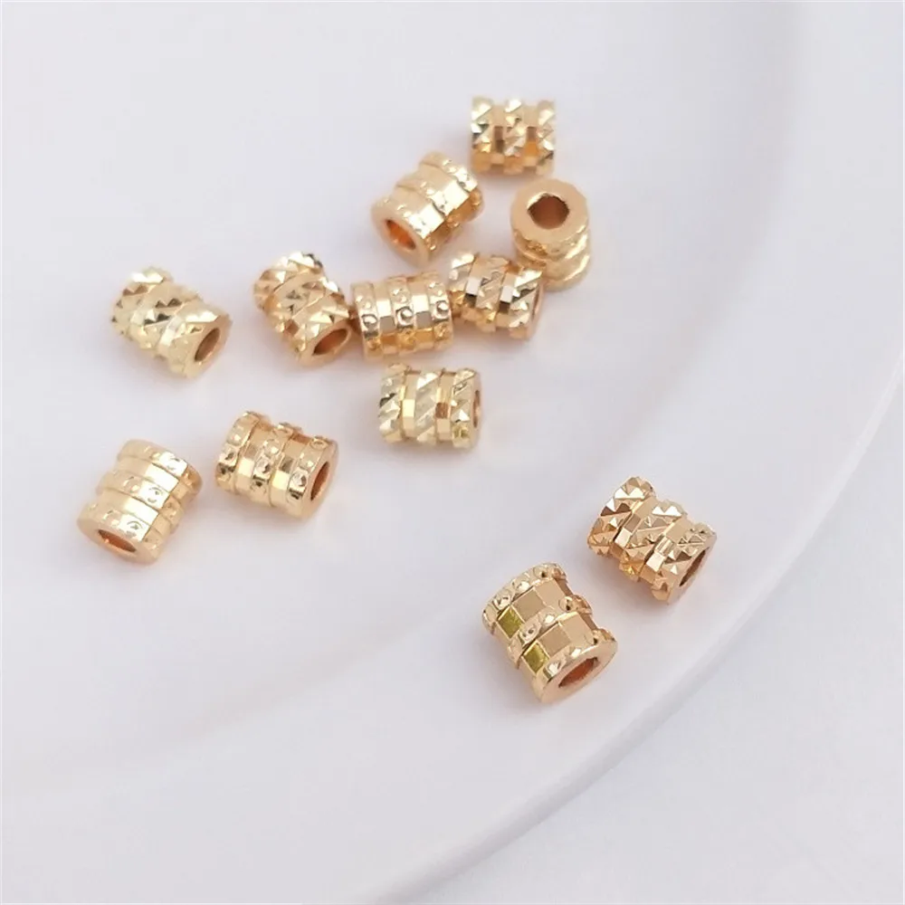 

14K Gold Plating Small pretty waist pendant batch flower bucket tube beads DIY bracelet necklace clavicle chain transfer beads