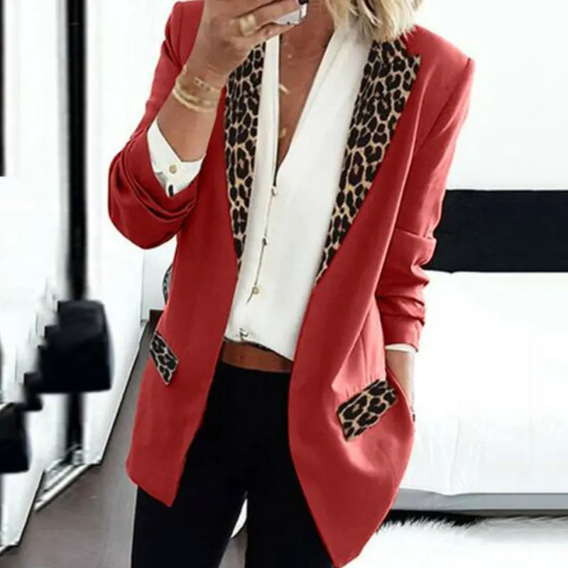 Women Fashion Blazers Spring Autumn Elegant Jacket Stylish Formal Office Lady Long Sleeve Solid Color Coat