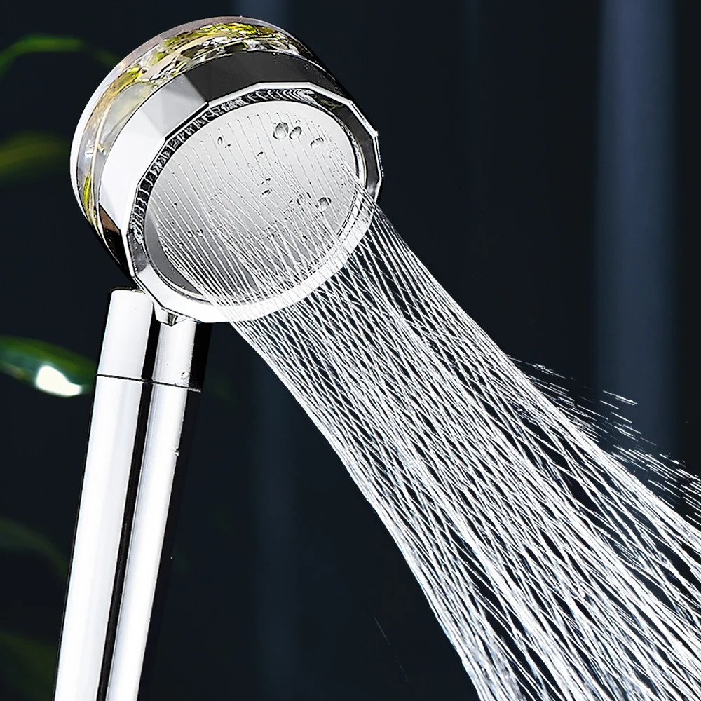 

Turbo Propeller Water Saving Shower Head and Holder High Preassure Showerhead Rainfall with Fan Bathroom Accessories